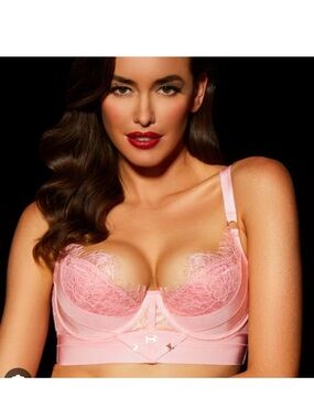Honey Birdette Blush Pink Longline Lace Balconette Bra